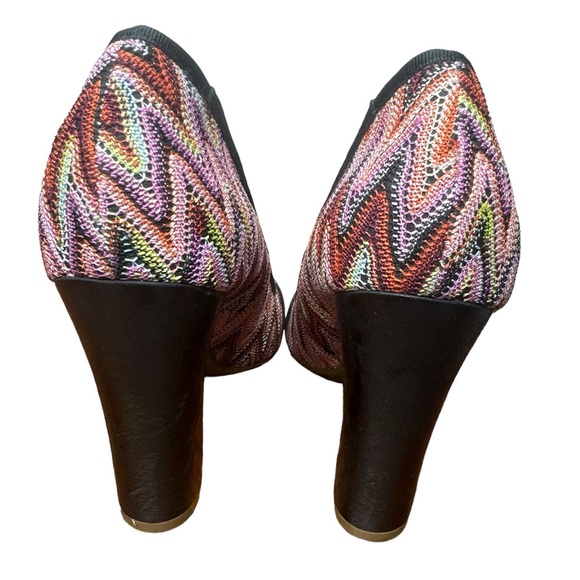 Naughty Monkey Peep Toe Stack Heels embroidered chevron pattern retro rockabilly - Picture 2 of 6